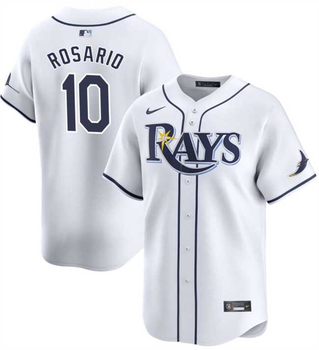 Mens Tampa Bay Rays #10 Amed Rosario White Home Limited Stitched Baseball Jersey Dzhi